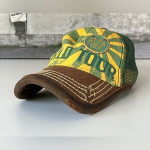 True Religion Distressed Leather Strapback Hat LE